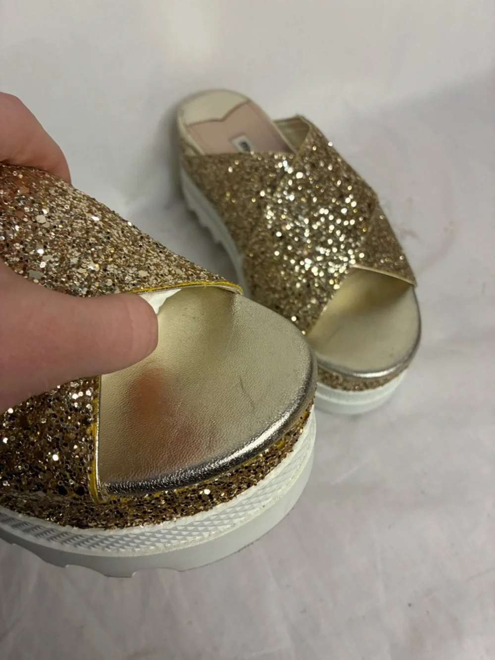 Miu Miu Sparkle Platform Sandals - Picture 7 of 14